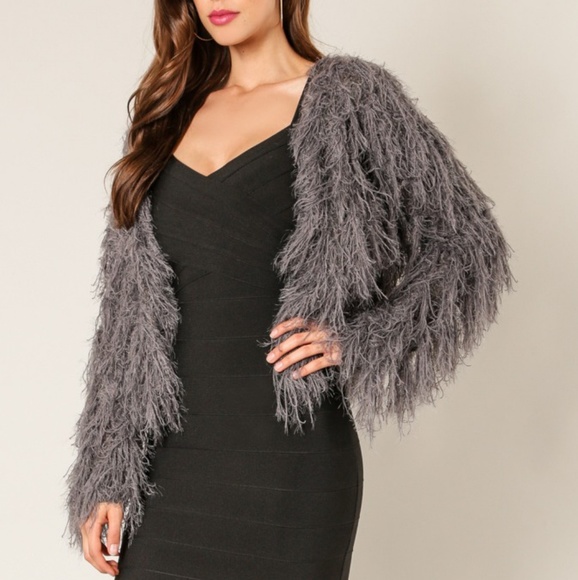 💋LAST 1💋Charcoal Gray Fringe Cardigan - Picture 2 of 3